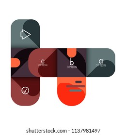 Infographics option and step by step in rounded squares, element of chart, graph, diagram with options, parts, processes. Vector business template for presentation or web info banner