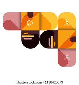 Infographics option and step by step in rounded squares, element of chart, graph, diagram with options, parts, processes. Vector business template for presentation or web info banner