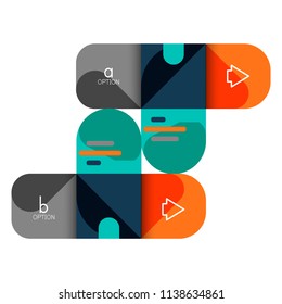 Infographics option and step by step in rounded squares, element of chart, graph, diagram with options, parts, processes. Vector business template for presentation or web info banner