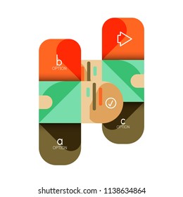 Opción de infografía y paso a paso en cuadrados redondeados, elemento de gráfico, gráfico, diagrama con opciones, partes, procesos. Plantilla de negocio de vectores para banner de presentación o información web