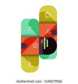 Infographics option and step by step in rounded squares, element of chart, graph, diagram with options, parts, processes. Vector business template for presentation or web info banner