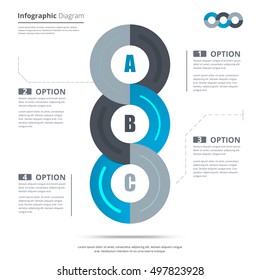 Infographics options banner with 3-part process. Can be used for web design, presentations, brochures and workflow layout. vector illustration.
