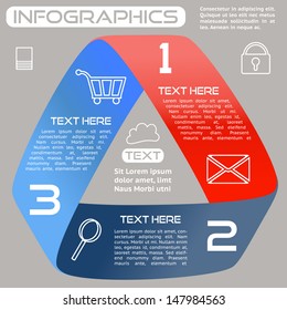 Infographics Options brightly colored opaque Infinite Ribbon with Three Choices EPS10 Grouped and layered with gradients - no transparencies 
