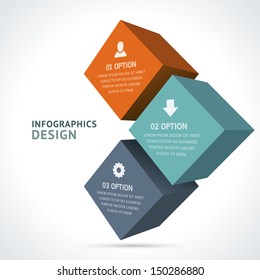 Infographics options design elements. Vector illustration. 3d cubes banner numbers and icons website eps 10. 