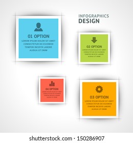 Infographics options design elements. Vector illustration. Square banner numbers and icons website eps 10. 