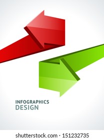 Infographics options design elements. Vector illustration. 3d arrows banner numbers and icons website eps 10. 
