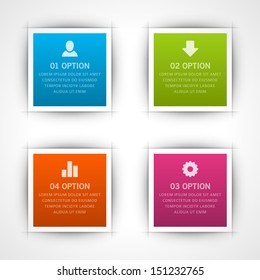 Infographics options design elements. Vector illustration. Square banner numbers and icons website eps 10. 