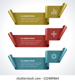 Infographics options design elements. Vector illustration. Scroll paper banner or header numbers website eps 10. 