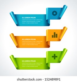 Infographics options design elements. Vector illustration. Scroll paper banner or header numbers website eps 10. 