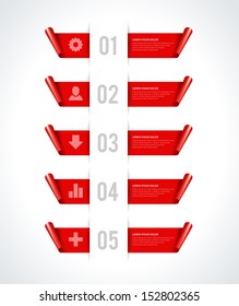 Infographics options design elements. Vector illustration. Cut paper and banner numbers website eps 10. 