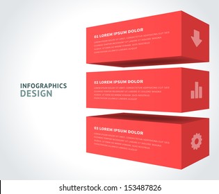 Infographics options design elements. Vector illustration. 3d cubes banner numbers and icons website eps 10. 