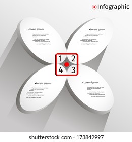  Infographics options with shadow, paper flower, vector.