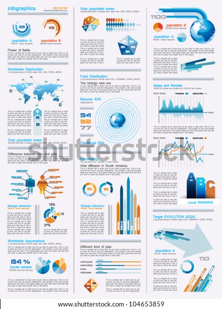 Infografik Seite Mit Vielen Design Elementen Wie Diagramm Stock Vektorgrafik Lizenzfrei