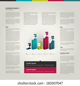 Infographics page  layout. Vector design template. Chart and speech bubbles for print or web page.
