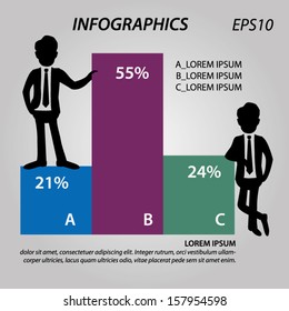 Infographics paper businessman clip tag