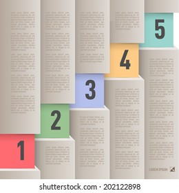 Infographics in paper style with ascending numbered items from one to five