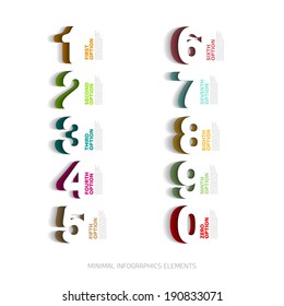 Infographics papercut number options template - Vector illustration