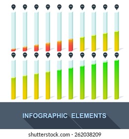Infographics percent information statistics columns up wake in the flat style