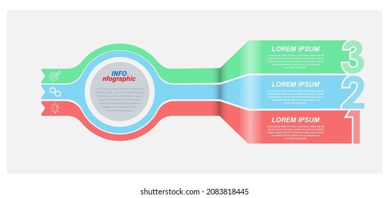 Infographics with pictograms. Template of 3 stages of business, training, marketing or financial success. Vector illustration
