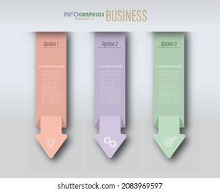 Infographics with pictograms. Template of 3 stages of business, training, marketing or financial success. Vector illustration