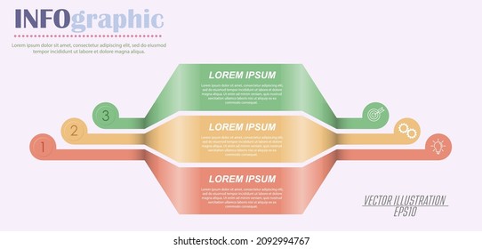 Infographics with pictograms. Template of 3 stages of business, training, marketing or financial success. Vector illustration