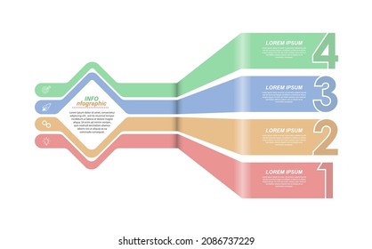 Infographics with pictograms. Template of 4 stages of business, training, marketing or financial success. Vector illustration