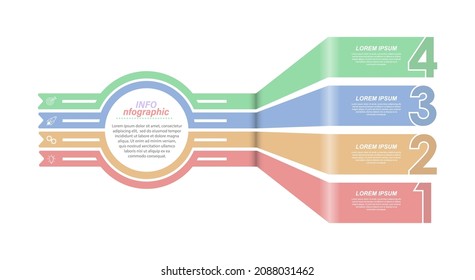 Infographics with pictograms. Template of 4 stages of business, training, marketing or financial success. Vector illustration