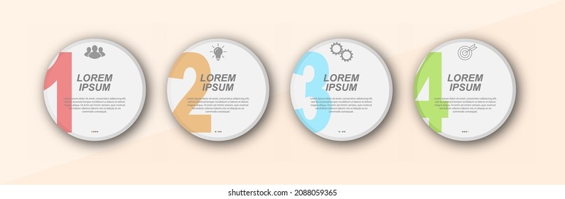 infographics with pictograms. Template of 4 stages of business, training, marketing or financial success. Vector illustration