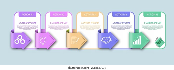 Infographics Pictograms Template 5 Stages Business Stock Vector ...