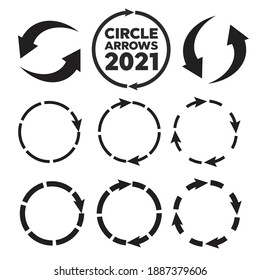 Infographics pie chart of the arrows. Circled cursor web recycling progress buttons