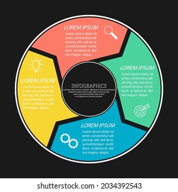 Infographics. Pie chart for business, marketing, finance and planning. Flat style