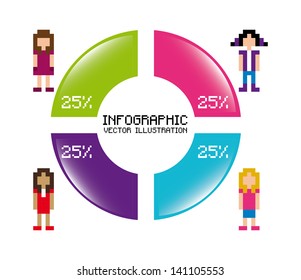 infographics pixel design over white background