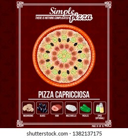 Infographics with a pizza recipe. Simplified, affordable, easy options.
