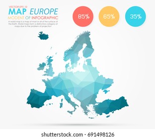 Infographics - Polygonal abstract blue of Europe map on white background. Vector illustration eps 10.