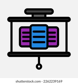 Infographics presentation icon in filled line style, use for website mobile app presentation