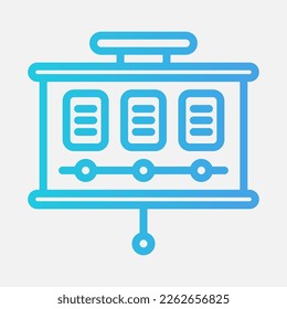 Icono de presentación de infografías en estilo gradiente, uso para presentación de aplicaciones móviles del sitio web