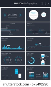 Infographics presentation slides template with flat illustrations