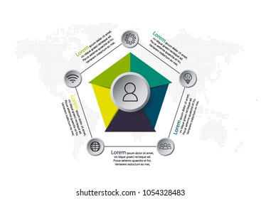   Infographics presentation template with 5  options. business data,Vector illustration.