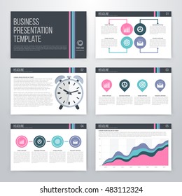 Infographics presentation template flat design. Cover brochure