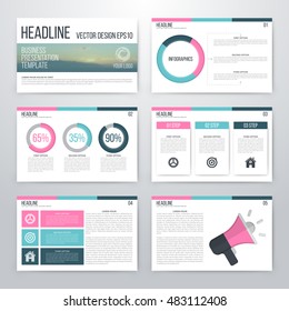 Infographics presentation template flat design. Cover brochure