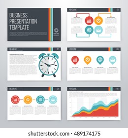 Infographics presentation template flat design. Cover brochure