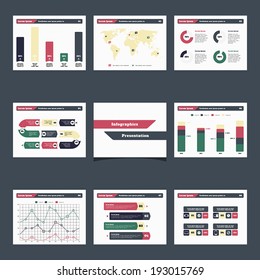 Infographics for presentations. Slide set. Vector elements.