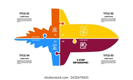 Infographics puzzle rocket shape template business. vector eps 