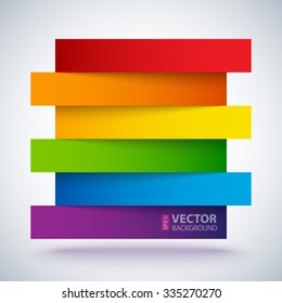 Anuncios de rectángulo de papel de color arco iris con sombras realistas sobre fondo blanco. Ilustración vectorial RGB EPS 10