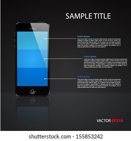 Infographics with realistic vector smarphone.