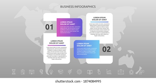 Rectángulo de infografía con ocho pasos, iconos. Plantilla vectorial utilizada para diagrama, web, banner, diseño de flujo de trabajo, presentaciones, diagrama de flujo, gráfico de información, línea de tiempo, contenido, niveles, diagrama de procesos