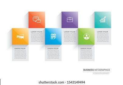 Infographics rectangle paper index with 6 data template. Vector illustration abstract background. Can be used for workflow layout, business step, banner, web design.