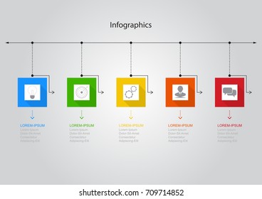 Infographics rectangular of 5 elements Infographic design vector Business concept steps or processes can be used for workflow layout, diagram, annual report, web design