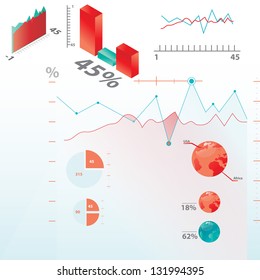  infographics with red and blue figures