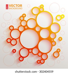 Infographics red and orange gradient circles meatball shape with colorful shadow on white background. RGB EPS10 vector illustration